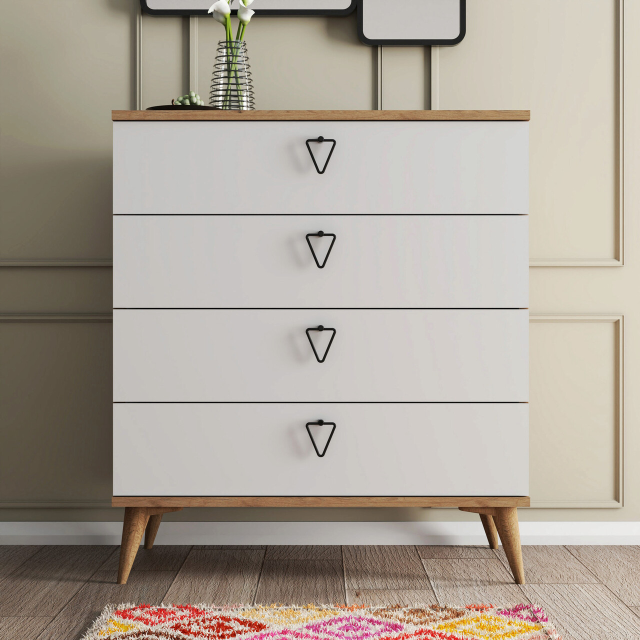 Dulap, Hanah Home, Versa-Ce 3616, 80x90.8x45 cm, Stejar / Alb - imagine 5